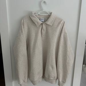 TNA cozy fleece boyfriend polo sweatshirt